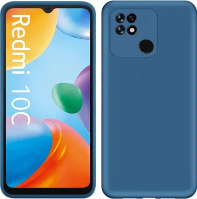 Image de Etui pour Xiaomi Redmi 10C, étui de protection en silicone souple en caoutchouc liquide bleu