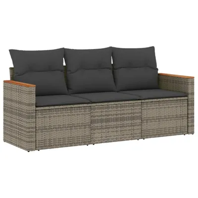 Obrázek produktu pro vidaXL 3dílná zahradní sedací souprava s polštáři Grey Poly Rattan