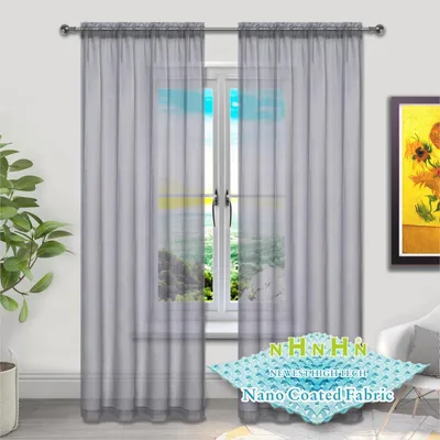 Voile Gardinen 2er-Set, 132x245 cm, grau, durchscheinend