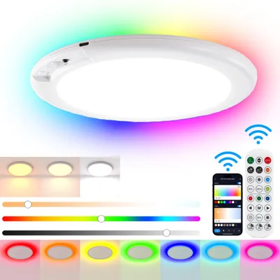 Produktbild von 30 cm LED-Leuchte mit PIR-Sensor, 3 RGB-Farbtemperaturen, 10000 mAh Akku