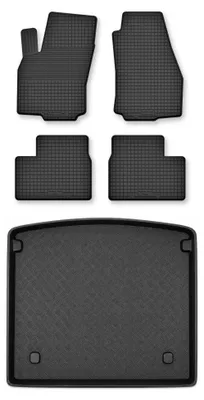 Zdjęcie produktu dla Dywaniki gumowe + mata bagażnika do Opel Astra H 2003-2010 (kombi) – czarne, dobierane – Wielganizator Semi-Universal