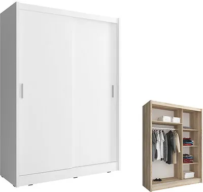 Produktbild von Schiebetürenschrank Kleiderschrank Schlafzimmer weiß - Breite 150cm
