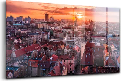 Produktbild von 120x60 - Glasbilder - Bilder auf Wandbild - Foto auf Glas - Posener Stadtpanorama aus der Vogelperspektive