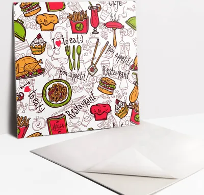 Produktbild von Fliesenaufkleber Set für Bad und Küche - 9 Fliesen Selbstklebend PVC - 30 x 30 - Bon Appetit Restaurant