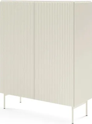 Produktbild von Highboard MUTI 99 cm kaschmir riffeloptik Push-to-Open kommode beige
