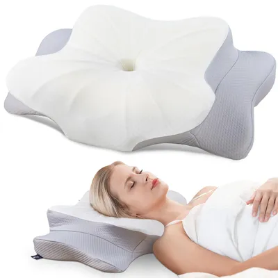 Obrázek produktu pro Ergonomická polštářka - paměťová pěna - šedá/bílá