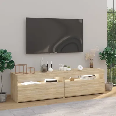 Produktbild von The Living Store TV-Schränke 2 Stk. mit LED-Leuchten Sonoma-Eiche 75x35x40 cm