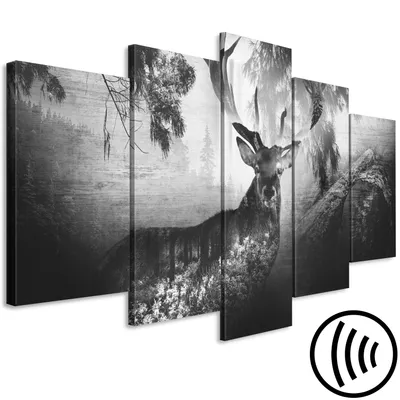 Immagine prodotto di Quadri acustici animali 200x100 cm quadri schiuma acustica ad alte prestazioni fonoassorbente isolamento acustico tela 5 pezzi murale acustica ambientale isolamento acustico g-A-0225-b-p