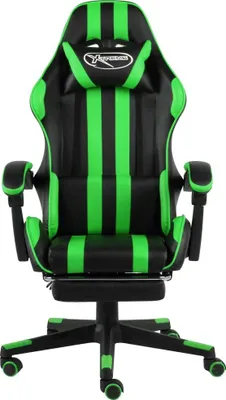 Produktbild von vidaXL Gaming-Stuhl mit Fußstütze Schwarz und Grün Kunstleder