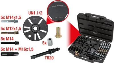 Produktbild von KS TOOLS Montagewerkzeugsatz Radnabe / Radlager 700.1480 Werkzeugstahl 1446g