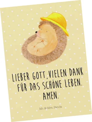 Produktbild von Mr. & Mrs. Panda Postkarte Igel Beten - Gelb Pastell - Geschenk, genießen, Geschenkkarte, lustige Sprüche, Einladungskarte, Tiermotive, Einladung, Grußkarte, Tiere, Gott