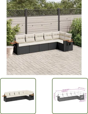 Produktbild von The Living Store 6-tlg. Garten-Sofagarnitur mit Kissen Schwarz Poly Rattan