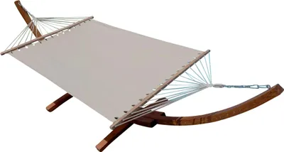 Produktbild von ALEOS. 410cm XXL Luxus Hängemattengestell LIMITED EDITION XXL aus Holz Lärche mit Stab Hängematte (EDELSTAHL)
