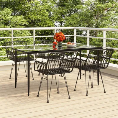 Produktbild von The Living Store 5-tlg. Garten-Essgruppe Schwarz Poly Rattan