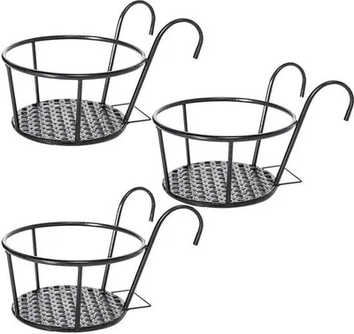 Produktbild von 3-teilige Blumenhänger, Balkonpflanzenkübel, Eisen, Hängepflanzenkorb