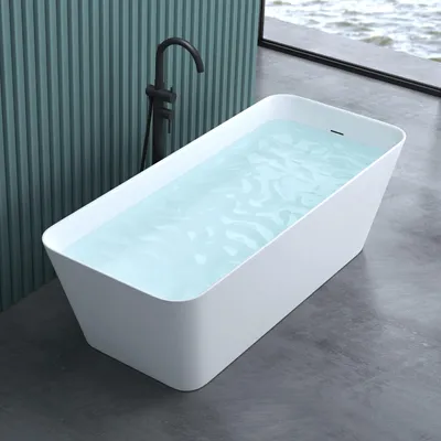 Image de doporro Baignoire îlot rectangulaire 170cm blanc mate Vicenza901 en résine 170x50x58