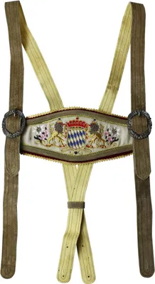 Produktbild von Hosenträger für Trachten Lederhosen mit Bayerischem Wappen-stickerei, Farbe:Beige