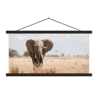 Produktbild von MuchoWow® Textilposter Elefant - Natur - Tiere - Porträt 60x30 cm mit schwarzem Rahmen - Textilien