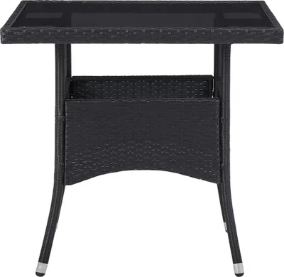 Produktbild von vidaXL Garten-Esstisch Schwarz Poly Rattan und Glas