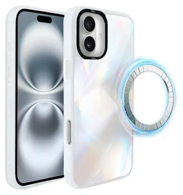 Zdjęcie produktu dla Etui do iPhone 16 Plus, kompatybilne z MagSafe, białe matowe boki, opalizujące, białe