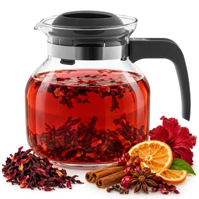 Produktbild von KADAX Hitzebeständige Teekanne mit Deckel, Glas, grau 1,5L, KI-generiertes Bild