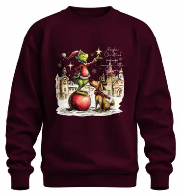 Obrázok produktu pre Možno Vianoce znamenajú niečo viac: Mikina Grinch, uni, bordová, 3XL