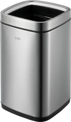 Produktbild von Quadratischer Abfalleimer aus mattem Edelstahl mit offenem Einwurf | 12 Liter, HxBxT 42,5x24x24cm | Silber