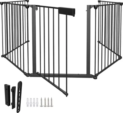 Obrázek produktu pro Yakimz Krbová bezpečnostní mříž Krbová mříž 310 x 75 cm Dětská bezpečnostní mříž Zábranová mříž Bezpečnostní mříž na kamna Hrací ohrádka Dveřní bezpečnostní mříž černá