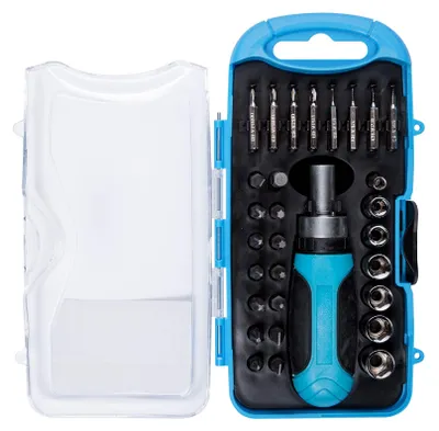 Productafbeelding van BlueSpot Tools 12623: Set van ratel-, schroef- en steeksleutels, 30-delig