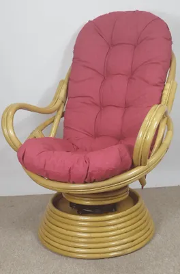 Produktbild von Rattan Drehsessel, Drehwippsessel Linda honig inkl. hochwertigen Polster Fb. rot