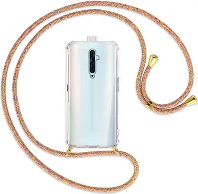 Produktbild von Handykette Backcover-Schutzhülle mit Band (Metall goldfarben) für Oppo Reno2 Z / Reno2 F - Rainbow