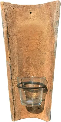 Produktbild von Wandkerzenhalter Echt Antiker Dachziegel mit Glas Windlicht Teelichthalter