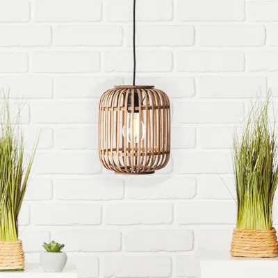 Produktbild von BRILLIANT  Pendelleuchte Woodrow | dekorative Deckenleuchte mit Naturmaterial   |  130 cm | schwarz hellbraun | Metall Bambus | 1x E27 max. 60 W | IP20