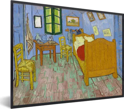 Produktbild von MuchoWow® MuchoWow® Gerahmtes Poster Schlafzimmer in Arles - Vincent van Gogh 80x60 cm - Poster mit zchwarzem Bilderrahmen - Schwarzem - Mit Gestell