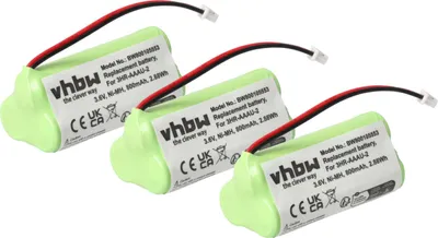 Produktbild von vhbw 3x Akku Ersatz für 3HR-AAAU-2 für schnurlos Festnetz Telefon (700 mAh, 3,6 V, NiMH) Grün