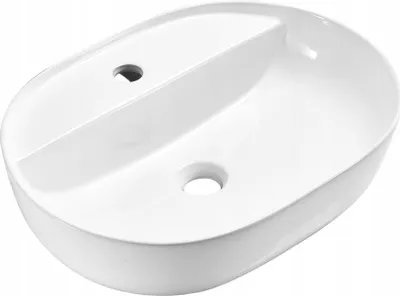 Zdjęcie produktu dla Umywalka nablatowa 50x40x13 biała owalna zaokrąglona ceramiczna Omeble