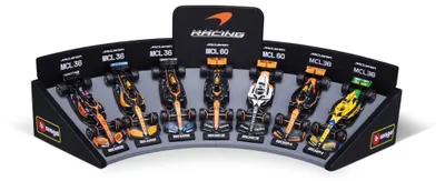 Image de Ensemble de voitures de course miniatures Bburago F1 McLaren Deluxe avec présentoir, échelle 1/43