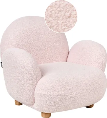 Produktbild von BELIANI Kindersessel Pastellrosa aus Bouclé Teddy Stoff Gepolstert Niedrige Sitzfläche Kinderzimmer