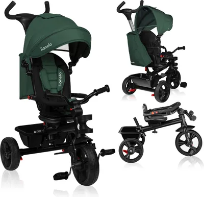Produktbild von Lionelo Haari Dreirad Kinderdreirad Kinder Lenkstange Fahrrad Baby Kinderwagen Green