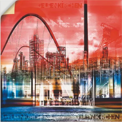 Produktbild von ARTland Wandbild, selbstklebend Gelsenkirchen Skyline Collage 01 Größe: 70x70 cm