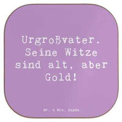 Produktbild von Mr. & Mrs. Panda Untersetzer Glas Spruch Urgroßvater Witze - Lavendeltraum - Geschenk, Erbe, Generationsgeschichte, Handarbeit, Gläser, Tischschoner, gläseruntersetzer