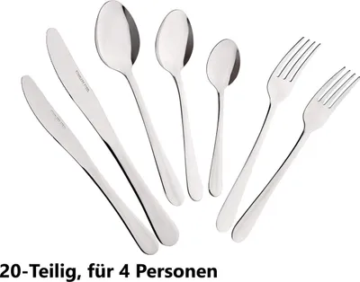 Produktbild von JUNG Besteck-Set AlpinaTafelbesteck4 Personen, Besteckset Besteck 20 tlg, Edelstahl, 4 Personen, Spülmaschinenfest, Tischbesteck, Menübesteck