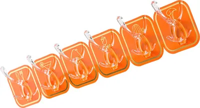 Image de 6PCS Crochet adhésif en acrylique pour montage mural sans perçage pour cuisine salle de bain orange