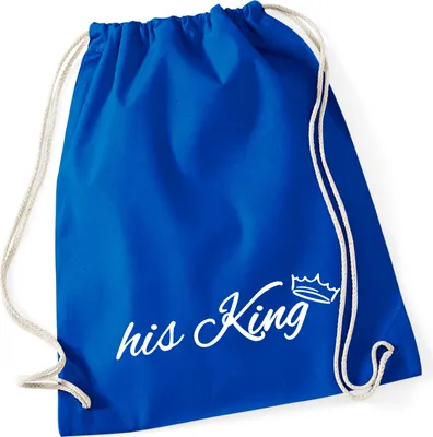 Produktbild von Huuraa Turnbeutel his King Krone 12 Liter Bright Royal Baumwolle Rucksack Geschenkidee