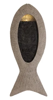 A standalone product shot of a fish-shaped fountain.