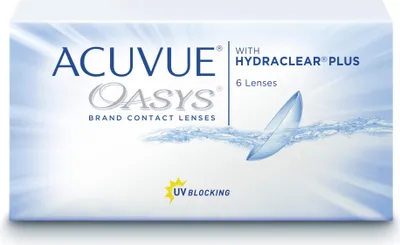 Produktbild von ACUVUE OASYS 2-Wochen-Kontaktlinsen für Tag und Nacht mit 8.00 dpt und BC 8.8 – UV Schutz, Austrocknungsschutz und extrem Komfortables Tragegefühl – 6 Linsen