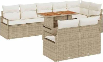 Produktbild von vidaXL Garten-Sofa-Set 9 stk. Beige Poly Rattan