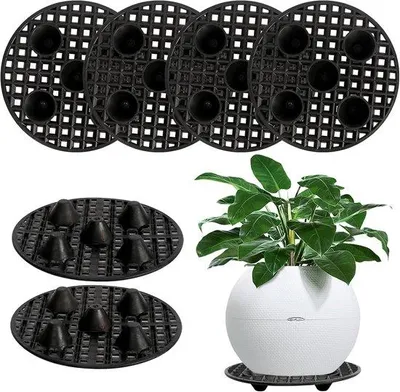 Image de Soucoupes en plastique pour l'extérieur - Lot de 6 - Tapis de drainage - 20 cm - Support rond pour vases à fleurs - Tapis de drainage pour l'extérieur - Soucoupes de jardin