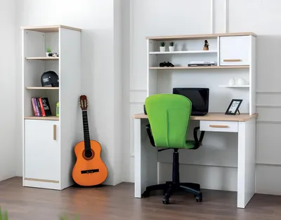Produktbild von Modernes Jugendzimmer Set Bett Nachttisch Bücherregal Tisch Schlafzimmer 5tlg.
