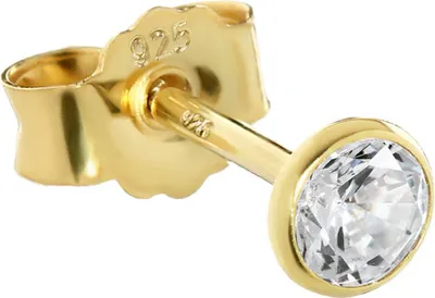 Produktbild von Einzel 3,4mm Ohrstecker 925 Sterling Silber Gelbgold Vergoldet Zirkonia Ohrringe